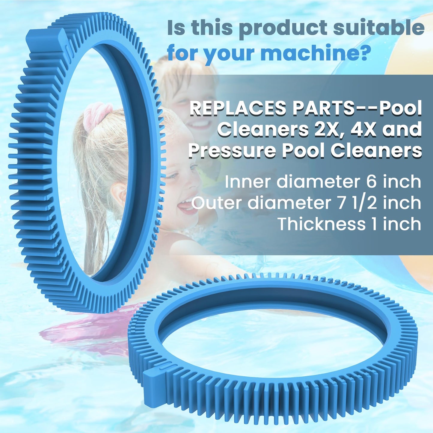 2 Pack Pool Cleaner Tires 896584000-143 Fits for Poolvergnuegen Pool Cleaner Parts - 896584000-143 Blue Front Tire Kit with Super Hump By AMI PARTS