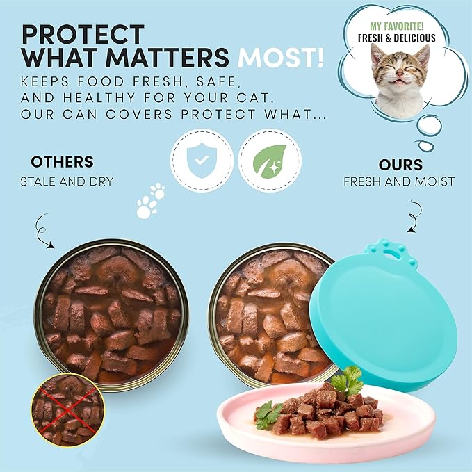 4 Pack Universal Pet Food Can Covers Lids - One fit 3 Standard Size Cans for Cats and Dogs Food Cans - Easy to Clean - Safe Silicone - Blush Breeze