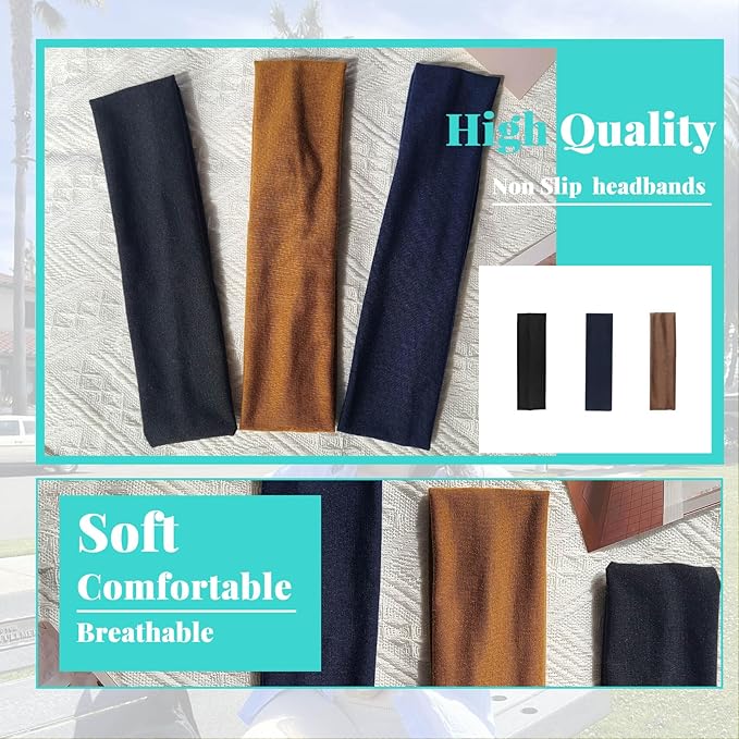 Headbands for Women Non Slip Head Bands for Women's Hair cute elastic womens headbands Soft Cotton Cloth Fashion floral headband for women for Daily Workout Sports Running Yoga