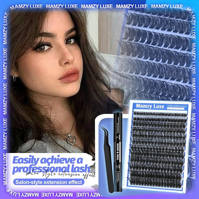 Fluff Lash Clusters Kit 100D Individual Lashes Clusters 10-18MM Eyelash Clusters Kit Dramatic Full Volume False Eyelashes 3D Luxury Cluster Eyelash Extension Kit by MAMZY LUXE