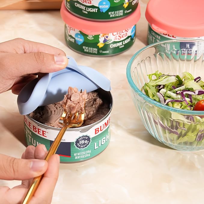 2PCs 4-inch/9.5cm Silicone Can Lids for Bumble Bee | StarKist | Chicken of the Sea 12oz Tuna Can | Don Francisco's Coffee Can 12oz, Can Covers for 4.0-inch Canned Goods, Dishwasher Safe (Lids Only)