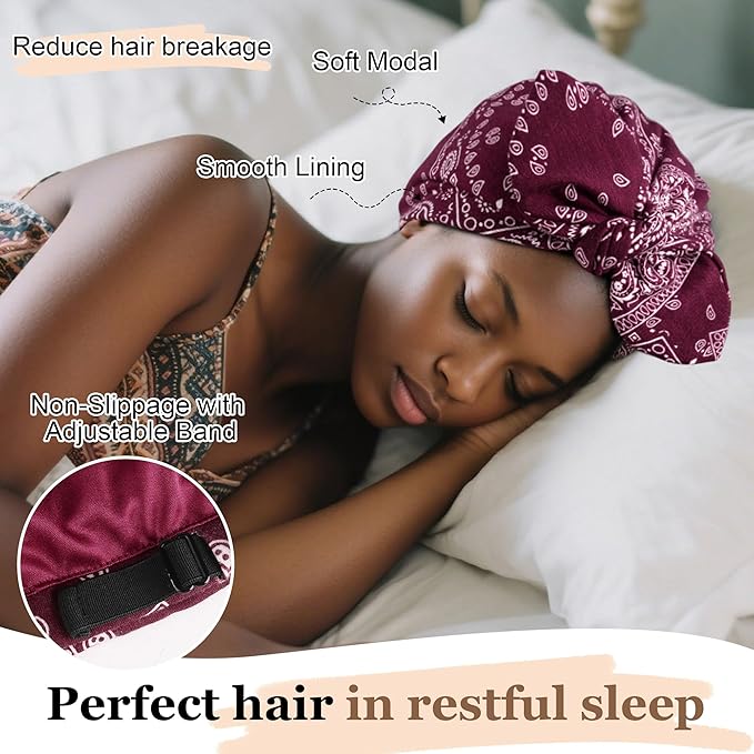 Ababalaya Satin Lined Beanies for Women Chemo Headwear Silky Lined Cotton Sleeping Cap