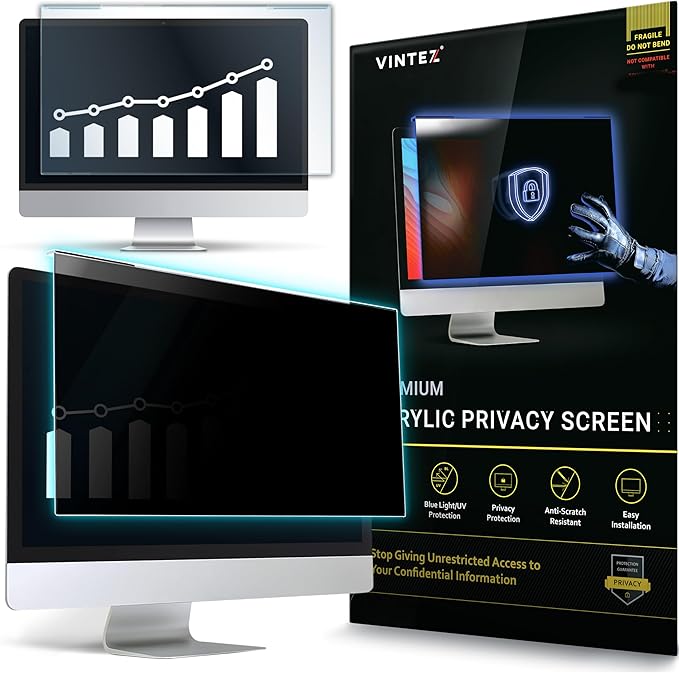 Acrylic 27 Inch Computer Privacy Screen Filter Compatible with 27 inch iMac (2012-2020) - 24.1" x 15.1" (612 x 384mm) - Monitor Frame Hanging Type
