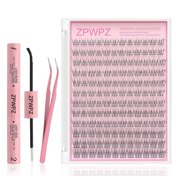Manga Lash Clusters Kit Eyelash Clusters Eyelashes Anime Lash Clusters With Spikes Eyelash Extension Kit With Lash Bond And Seal Wet Look Spiky Cluster Lashes (Fishtail kit 144pcs)