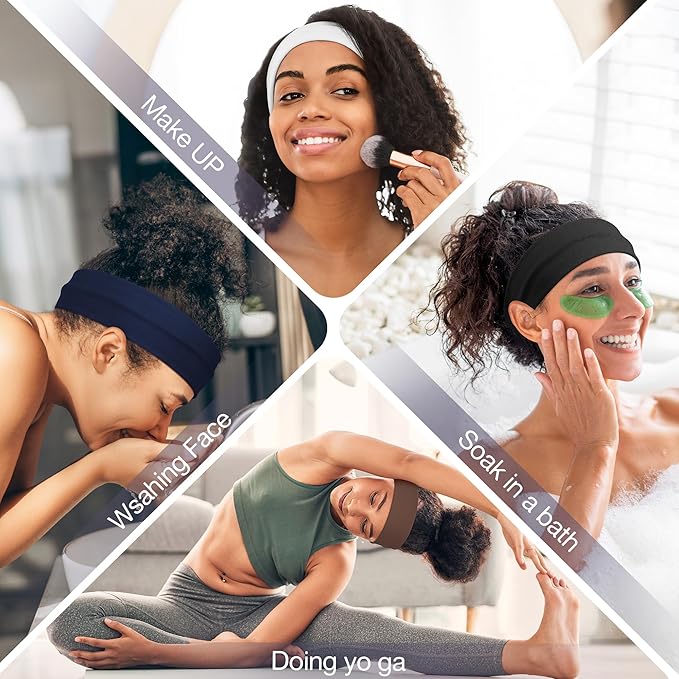 Ztomine 8 Pack Headbands for Women Non Slip - Stylish Sports Hair Bands for Women's Hair - Soft Cotton Cloth Stretchy Headbands for Women for Yoga, Outdoor Exercise Running