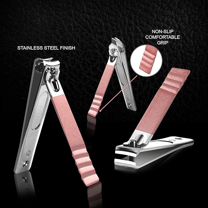 Utopia Care - Manicure Kit for Women and Men, Manicure Set with Nail Clippers or Nail Kit Includes Fingernail & Toenail Clippers,16Pcs Pedicure Kit Stocking Stuffers with Travel Case - Pink