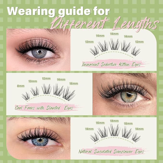 KEYYOU Angel lash Clusters Kit Lash Extension Kit C Curl 144Pcs Eyelash Extension Kit Wispy Natural Invisible Band Lash Kit with Waterproof DIY Lash Extension Kit at Home(Angel-D-8-18MIX)