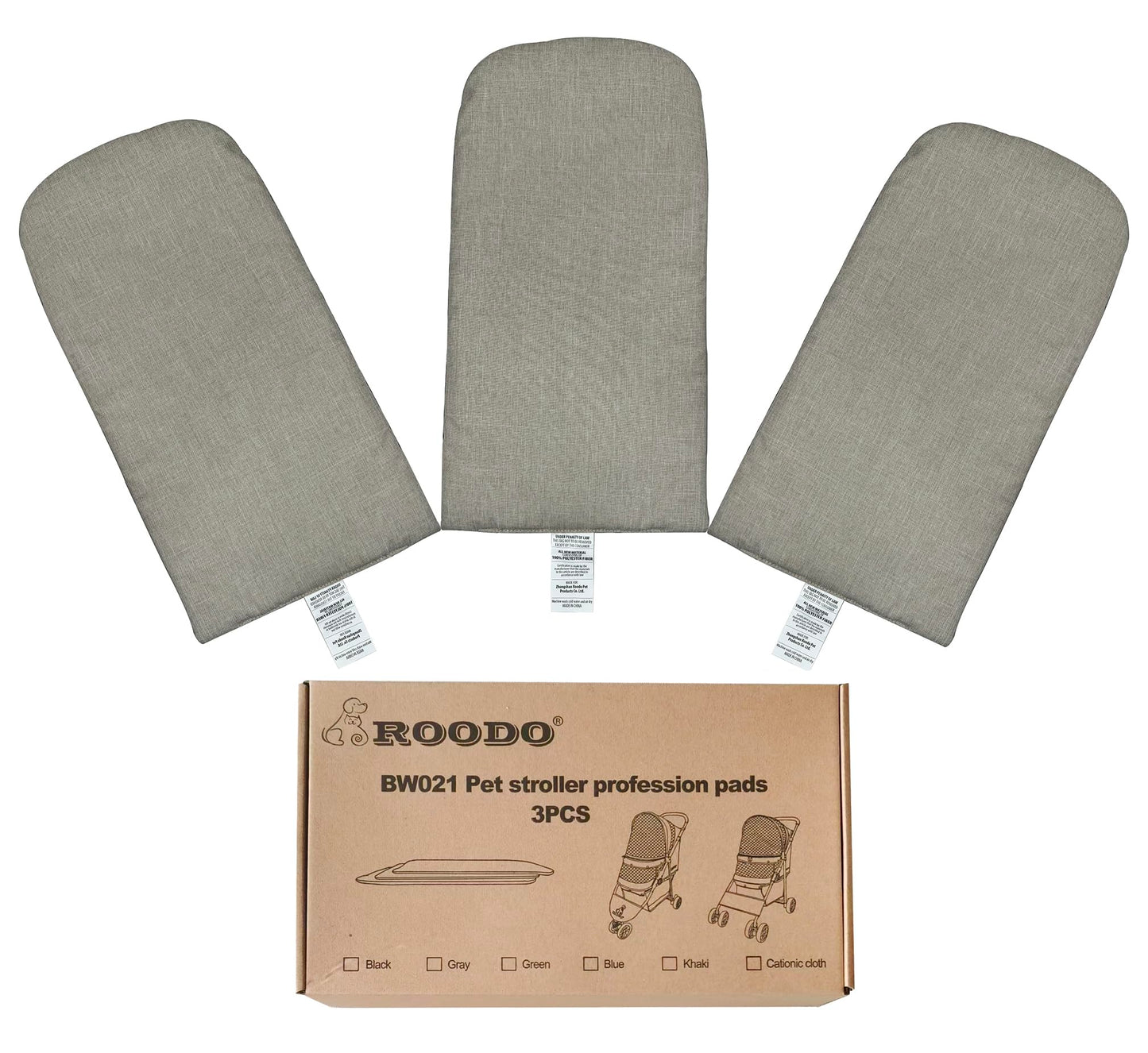 ROODO Pet Stroller Mat,Dog Stroller Cushion,Inner Pad for Exclusive Use,Original,Replaceable,Easy to Clean,Set of 3 pc(Khaki)
