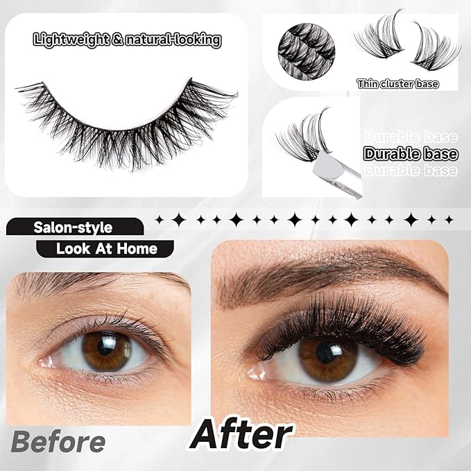 Lash Clusters 168pcs Manga Lash Extension 10-18mm Cluster Eyelash Extensions Natural Band Lash Individual Lashes -M37+M38（Fairy+Natural）
