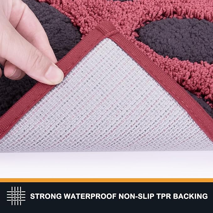 PURRUGS Dirt Trapping Door Mat 20" x 31.5", Non-Skid/Slip Machine Washable Microfiber Entryway Rug, Dog Doormat, Super Absorbent Welcome Mat for Muddy Wet Shoes and Paws, Burgundy Red