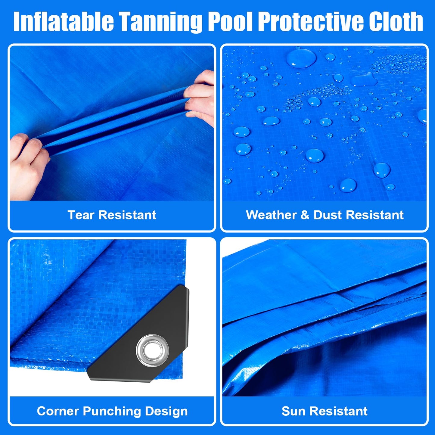 Protection Tarp for Inflatable Tanning Pool Lounger Float 102.3"x72.8" Adults Pool Floats Pad Rectangle Inflatable Pool Liner Pad for Sunbathing Water Bed Lounge Tanning Chair Thickened Mat