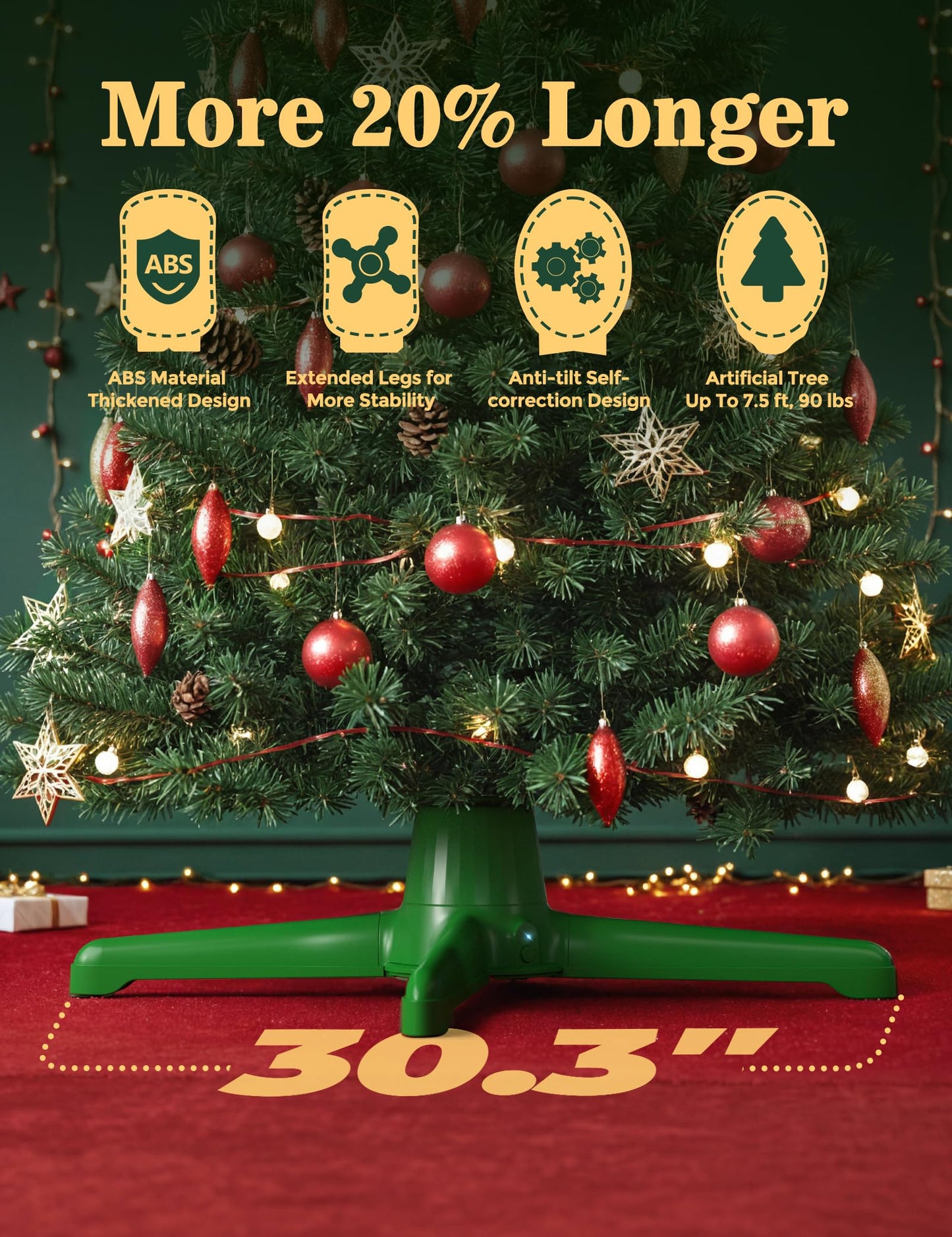 2025 Upgrade Rotating Christmas Tree Stand, UL Certified Adjustable Tree Stands with Remote Control for Up to 7.5ft 90lb Artificial Tree, Durable 3 Light Outputs with Up to 625 Watts of Power