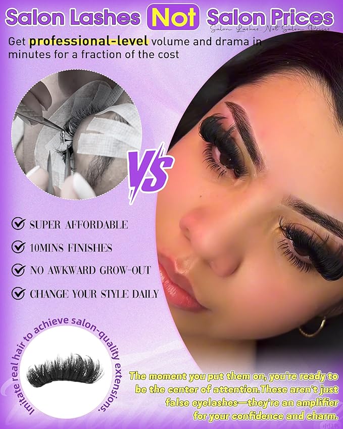 Fluffy Lash Clusters 260D+280D+300D Volume Eyelash Clusters Extensions D Curly Lashes Clusters 14-24MM Mink Cluster Lashes Spike Individual Lashes Full Lash Extension Mink Cluster Eyelash
