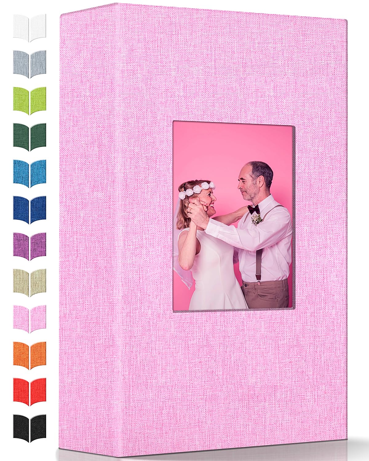 Artfeel Photo Album 4x6 with 300 Pockets,Slip-in Picture Albums,Linen Cover Memory Book with Front Window,White Page Vertical Photo Book for Wedding,Family,Anniversare,Baby,Vacation