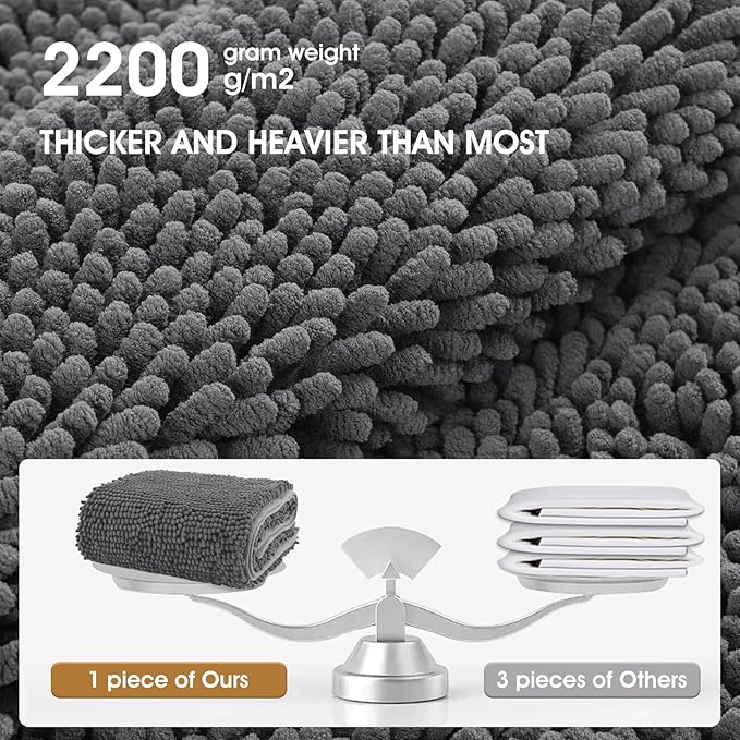 IM HOME Chenille Absorbent Outdoor Doormat 72" x 48", Washable Muddy Door Mats for Dog Non Slip Indoor Doormats Dog Mat for Muddy Paw Front Inside Doormats for Entryway Grey