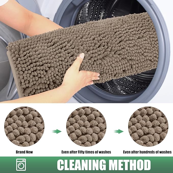 IM HOME Chenille Absorbent Outdoor Doormat 48" x 30", Washable Muddy Door Mats for Dog Non Slip Indoor Doormat Dog Mat for Muddy Paw Front Inside Doormats for Entryway Beige