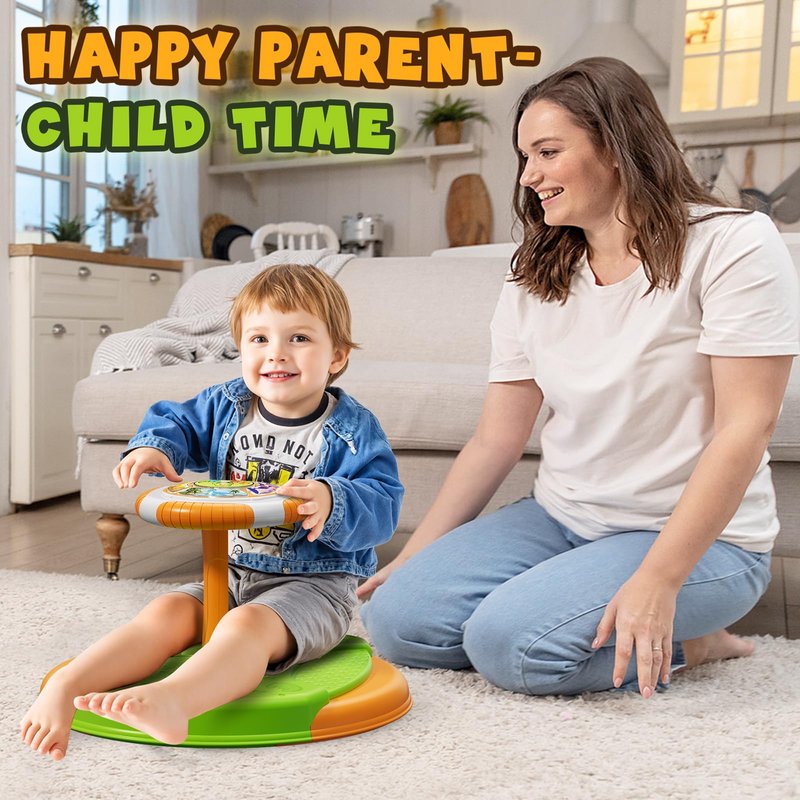 HYES Dinosaur Sit and Spin Toys for Toddlers 1-3 Boys, 360° Toddler Spinning Seat with LED Lights and Music, Sensory Toys Birthday for Kids 3-5