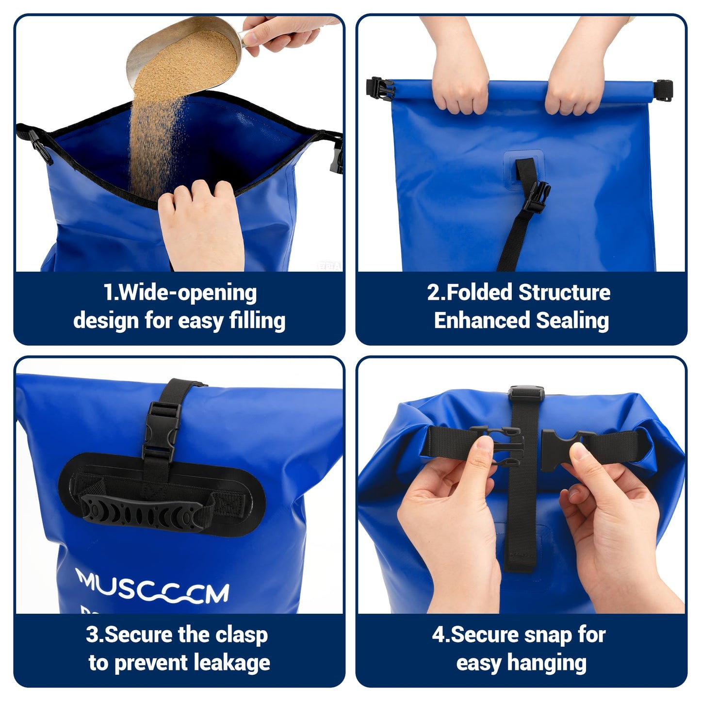 MUSCCCM 50LB Heavy Duty Pool Ladder Weights Bag, 500D PVC Universal Sand Bags Step Anchors Above Ground and Inground Pool Step Sand Bags with Handles, Pool Waterproof Foldable, Leak-Proof (2 Pack)