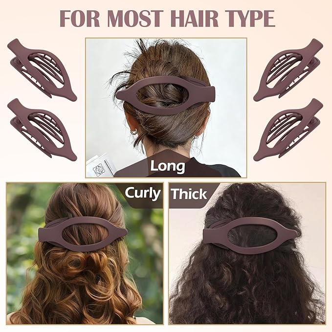 5.5 Inches Extra Large Flat Hair Clips for Women, 4 Pack XL Big Claw Clips for Thick Hair, Oversized Matte Strong Hold Non-slip Flat Claws, Burgundy