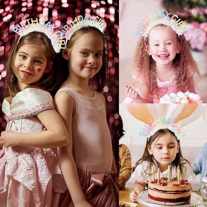 CIEHER Rainbow Colorful Birthday Girl Headband Birthday Crown for Women Girls Birthday Tiara