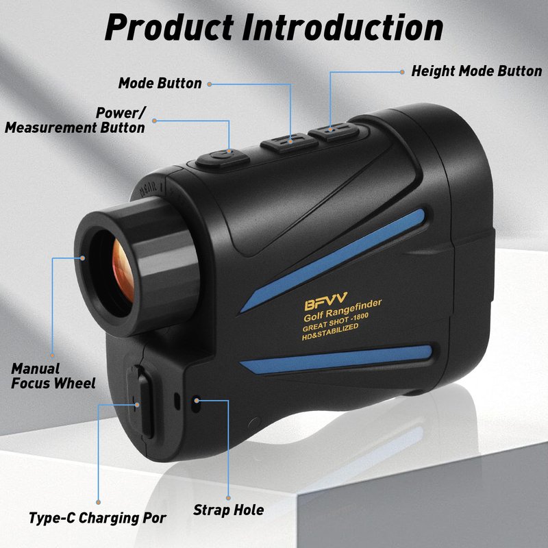 BFVV Golf Rangefinder with Slope, 2700 Yards Range Finder for Golf, Flag Pole Locking Vibration, 6X Magnification, Rechargeable Laser Rangefinder with Magnet Stripe, Golf Gifts for Men Women (Blue)