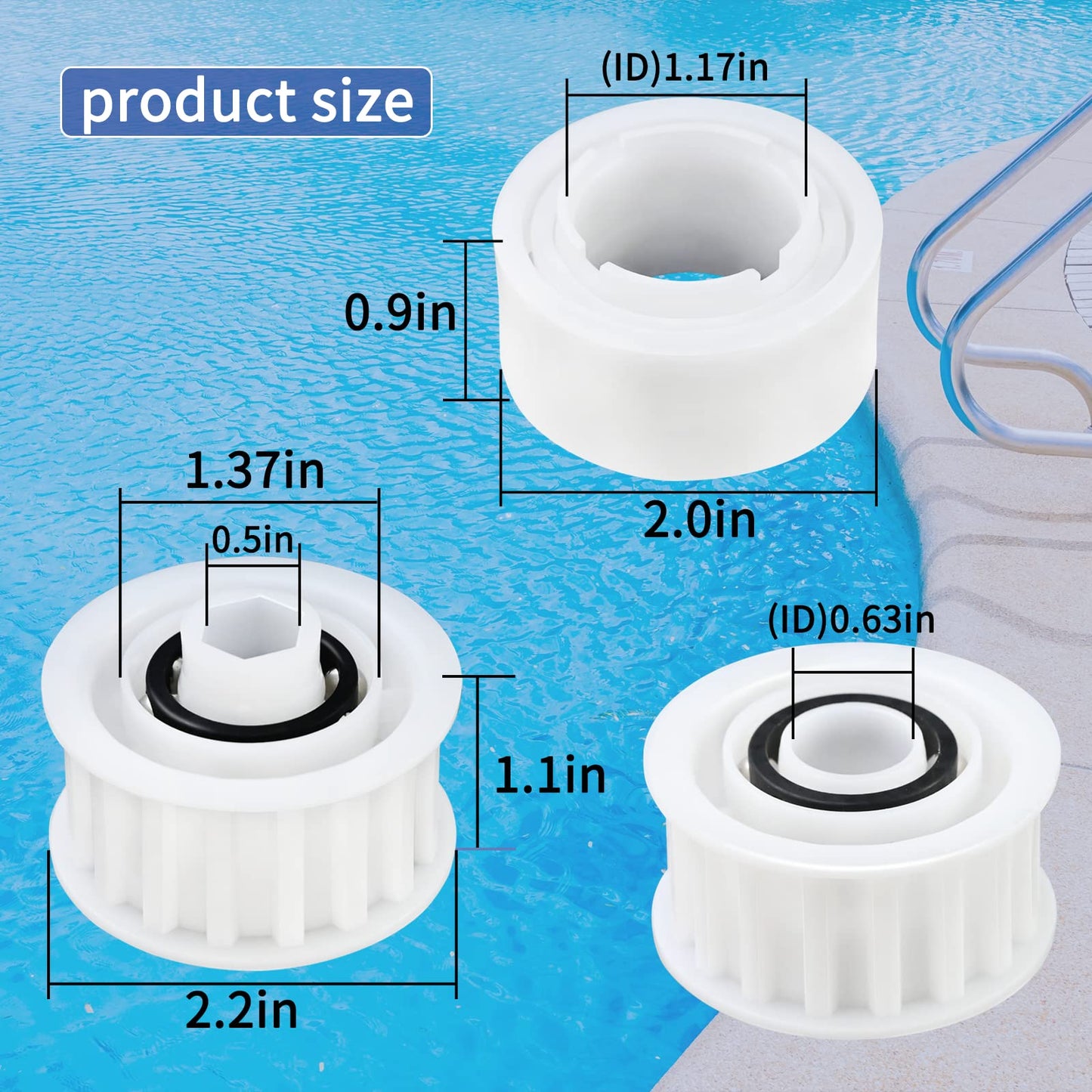 Upgrade 4 Pack Guide Wheels with 2 Pulley Gears, Part Number 3884997-R6, Replacement Compatible with Maytronics Dolphin, Nautilus CC Plus Automatic Robotic Pool Cleaner M200/M400/M500 &Dx3/Dx4/Dx6