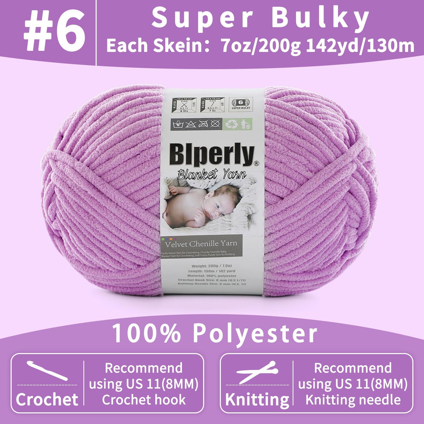 6 Super Bulky Velvet Chenille Yarn for Crocheting - 2 Skein of 200g/7 oz - Ultra Soft Heavy Weight Chunky Knitting Yarn for Baby Blankets, Amigurumi, Home Decor（Beige，2 Skein）