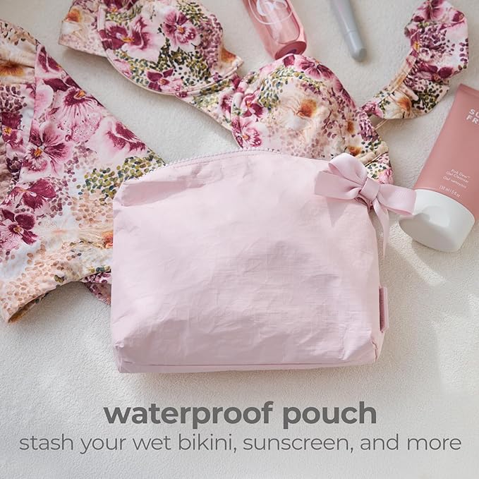 Case-Mate Essential Crinkle Makeup Bag - Waterproof Zipper Pouch - Daily Use Travel Pouch for Toiletries and Beach