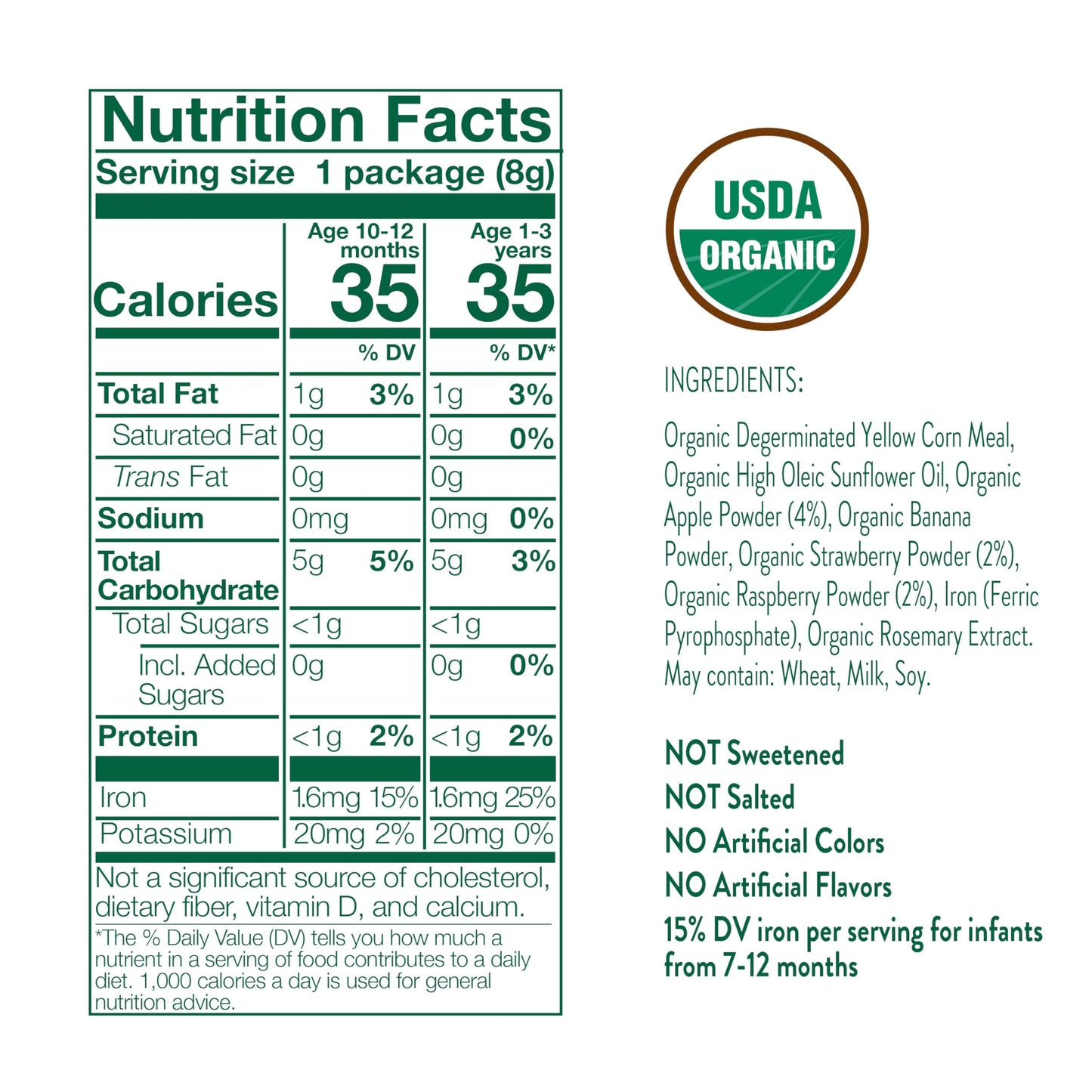 Little Bellies Organic Apple & Berry Softcorn Baby Snack (Pack of 18 x 0.28 oz Individual Packs)