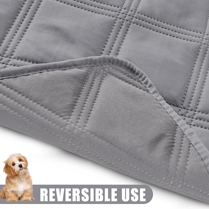 Smiry Waterproof Dog Bed Cover Blanket 52x82, Soft Reversible Pet Blanket, Washable Leakproof Cats Dogs Couch Cover for Sofa, Couch, Furniture, Grey/Grey