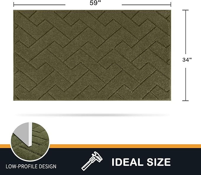 PURRUGS Dirt Trapping Door Mat 34" x 59", Non-Slip Machine Washable Entry Rug, Dog Doormat, Indoor Front Door Mat, Super Absorbent Entryway Rug for Muddy Shoes & Paws, Sage Green