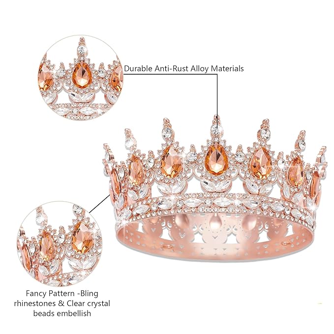 YOUlDIANZI Queen Crown Rhinestone Wedding Crowns and Tiaras for Women Costume Party Hair Accessories Princess Birthday Crown Crystal Bridal Crowns