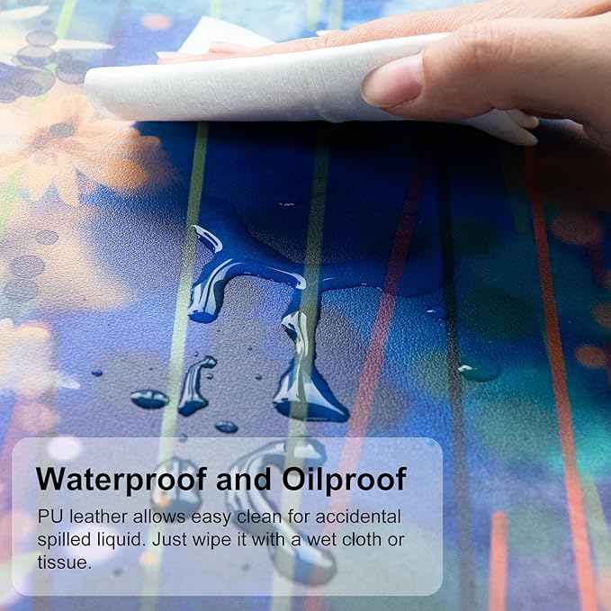 QIYI Large Desk Pad, Waterproof PU Leather Mouse Pad for Desktop, Blue Green Floral Home D??cor Office Desk Accessories, Non Slip Desk Mat Writing Pads for Home Office 31.5" x 11.8" - Ivy Flowers