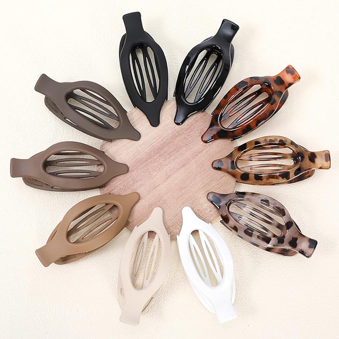 10 Pcs Flat Hair Clips for Women French Concord Claw Clips for Thick and Thin Hair Claw Clips Duck Billed Barrettes Hair Accessories for Women and Girls (Leopard)