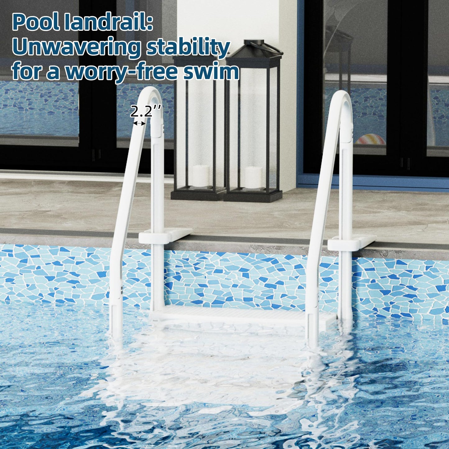 UPHYB Pool Ladder, 4-Step Pool Stairs with Double Handrails and Non-Slip Steps for 48-54” Above Ground and In-Ground Pools, White