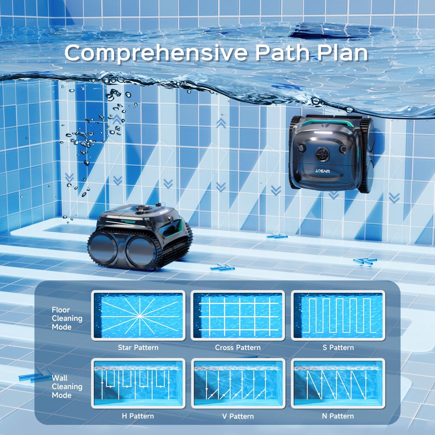 (2026 Upgrade) WYBOT C2 Vision AI Camera Cordless Pool Cleaner Robot for Inground Pools, 8 Mode Robotic Pool Cleaner, Utra-fine Filtration, Powerful Suction, Wall Climbing, Waterline Cleaning, Black