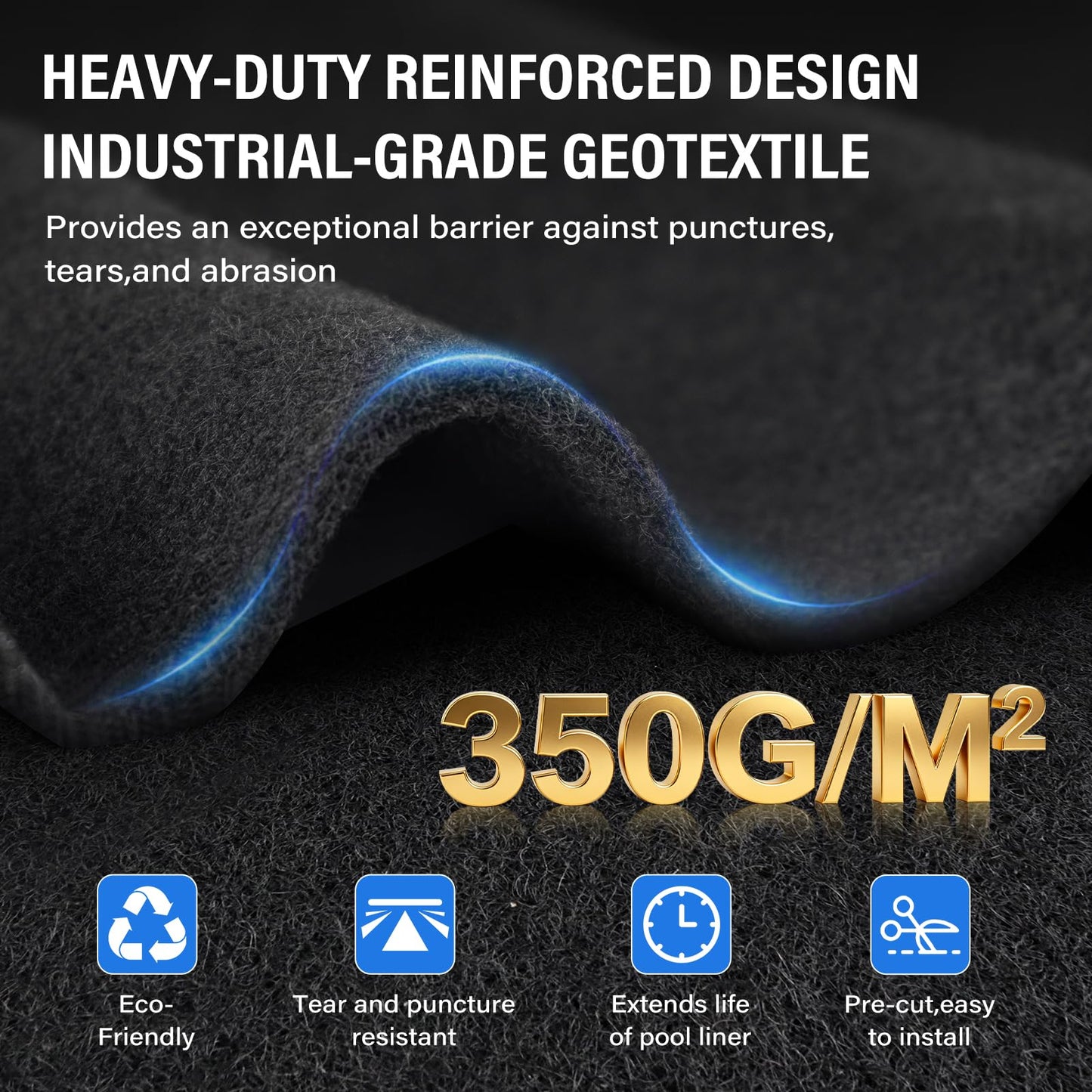 TIXANF 350G/M² Thicker 12FT Pool Liner Pad,Pre-Cut Heavy Duty Round Pool Liner Pad, Seamless Above Ground Pool Liner,Durable,Puncture Protection,Extend Liner Life Black