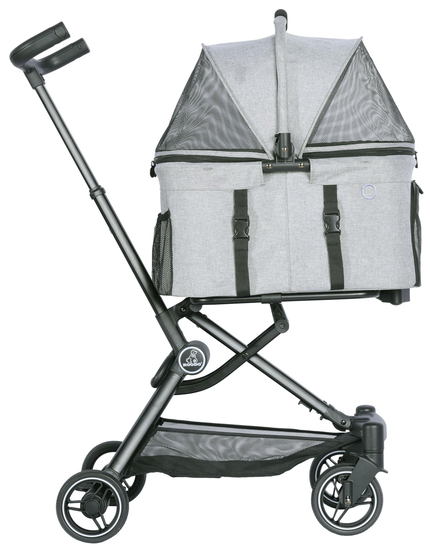 ROODO 2026 Upgraded Version 3 in 1 Dog Cat Stroller with Detachable Carrier Lightweight Folding Portable All Terrain Pet Travel System Puppy Kitty Doggie Bunny Stroller for 30lbs (Light Grey)