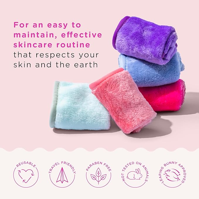 ERASE YOUR FACE Reusable Makeup Remover Cloths - Microfiber Face Towels to Cleanse & Remove Makeup - Water Activated for Sensitive Skin - Eco-Friendly - Pastel (2 Count)
