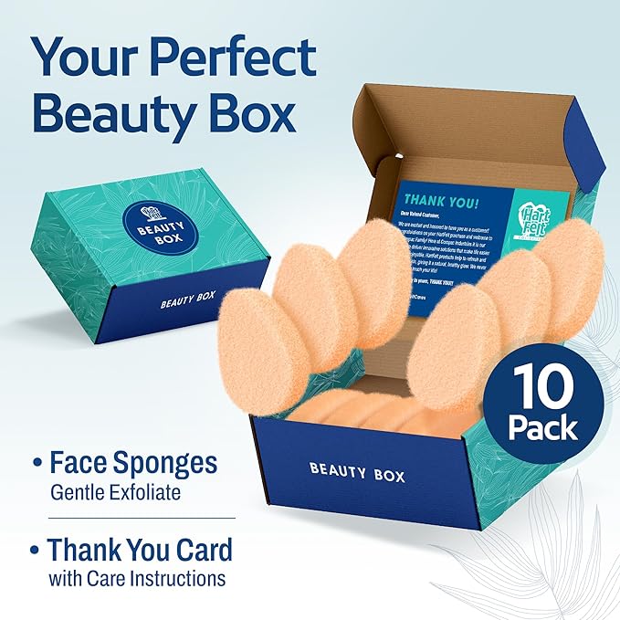 HartFelt [10 Pack] Gentle Exfoliating Facial Sponge for Face - Daily Cleansing Scrubber - Buf Dirt Away with Puf styled Reusable Face Pads for Removing Makeup, Dirt, and Dead Skin