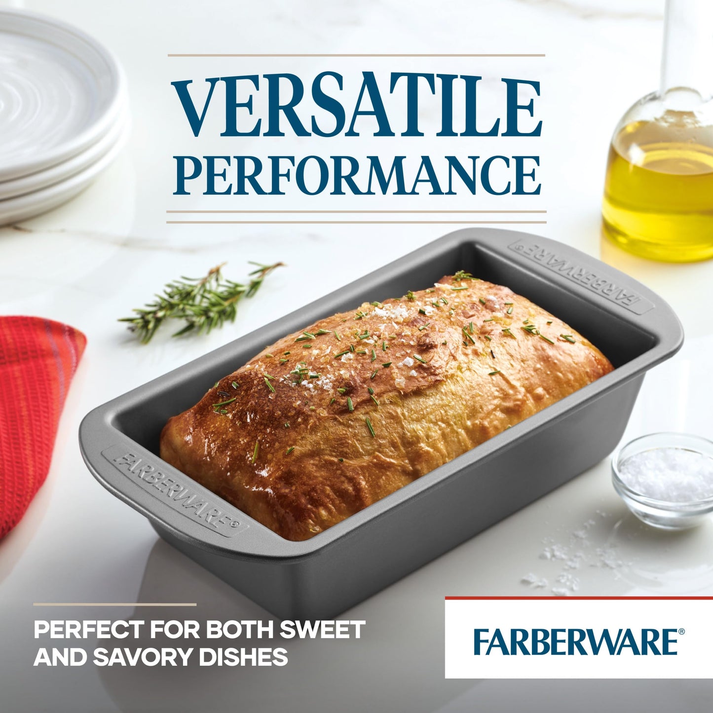Farberware Nonstick Bakeware 9-Inch x 5-Inch Loaf Pan, Gray