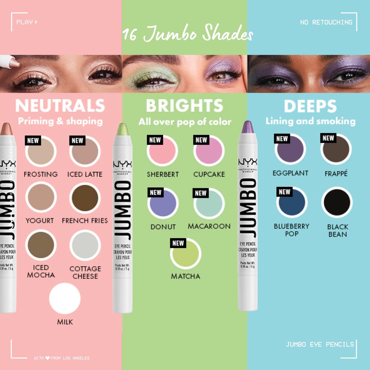 NYX PROFESSIONAL MAKEUP Jumbo Eye Pencil, Blendable Eyeshadow Stick & Eyeliner Pencil - Matcha (Green) (Pack of 4)