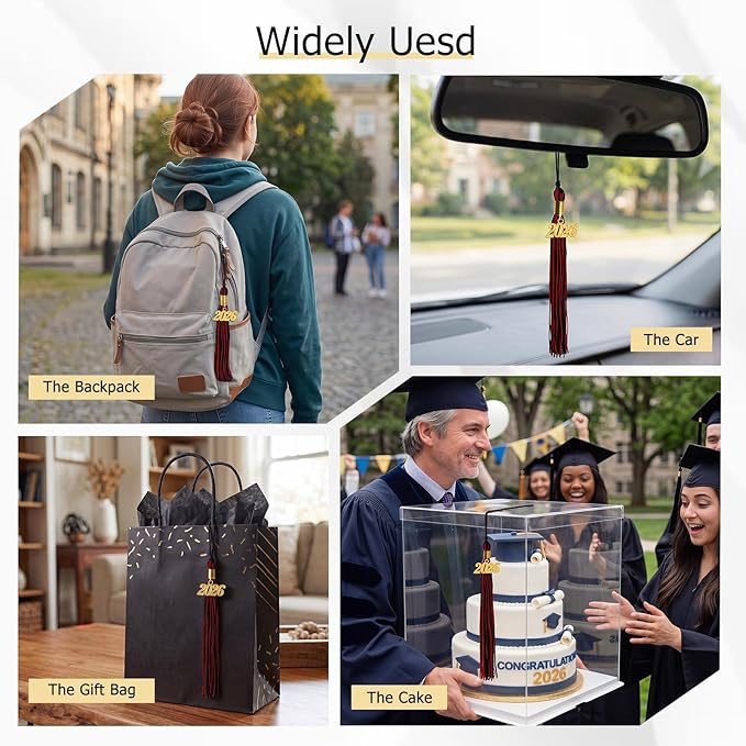 GraduationMall Single&Multiple Color Graduation Tassel with 2026 Year Charm 9"
