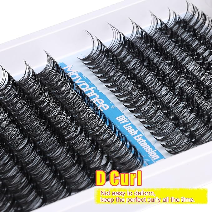 Lash Clusters 240 Pcs Individuals Eyelash Extensions 16-20MM Dramatic Long Fluffy D-Curly Lash Extensions Pack by Mavphnee (40D+50D)