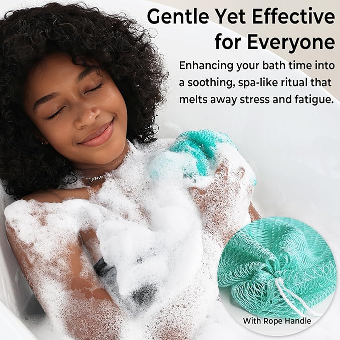 African Exfoliating Net Sponge Black & Seawave - 2 Pack Real African Net Authentic - Body Wash Scrubber for Shower Bath - Africa Bath Sponges for Men Back Scrubber Shower Accessories