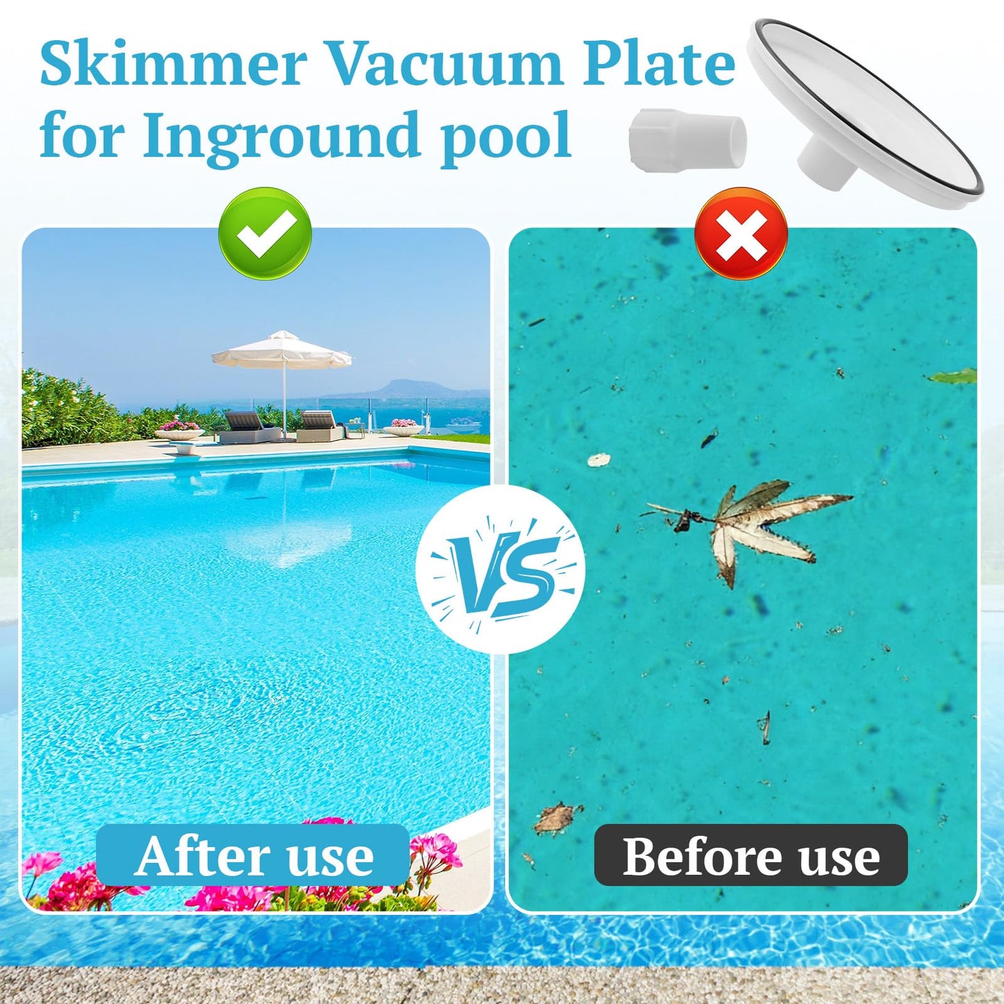 OJP SP1106 Pool Skimmer Vacuum Plate and 1-1/2 Inch Pool Spiral Wound Vacuum Hose Cuff for Hayward 1082 SP1084 SP1085 SP1075, In-Ground Pool Skimmer Basket Vac Vacuum Hose Cover Plate Replacement
