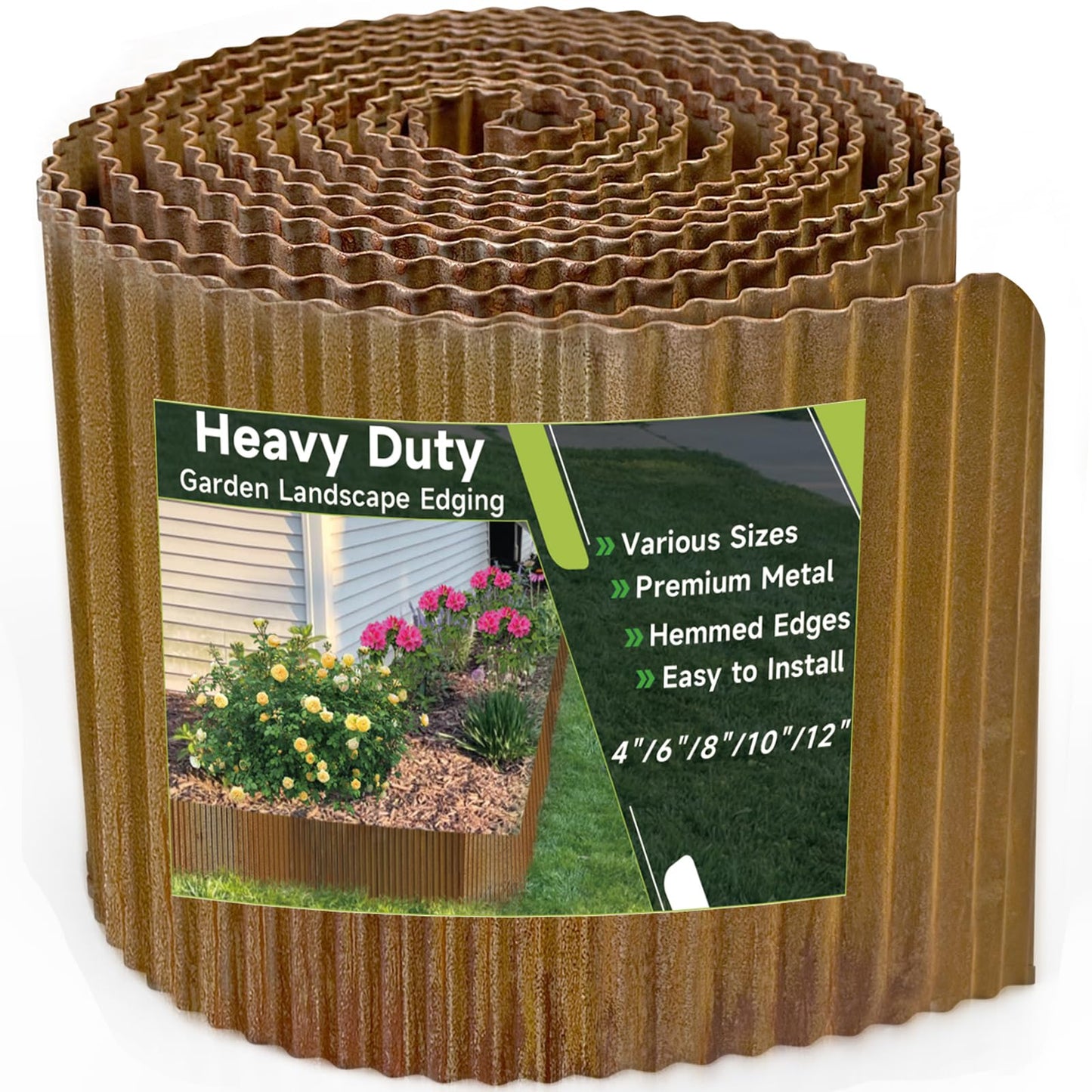 Corrugated Garden Edging, 6"Ã10Ft Pre-Rusted Landscape Edging & Lawn Edging Border, Metal Garden Border for Flower Beds, Gardenï¼Lawnï¼Raised Beds & Tree Surrounds