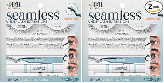 Ardell Seamless Under DIY Lash Extensions Kit Naked Style - Natural Lash Clusters Kit Wispy, Eyelash Clusters, 36 Individual Lashes, Cluster Eyelash Extensions with Bond & Seal, 2 Pack