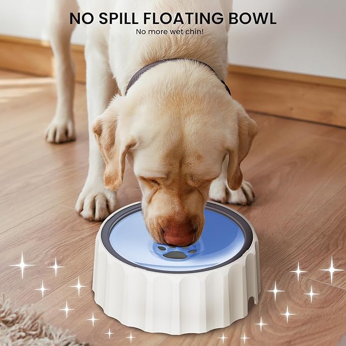 Dog Small Animals Water Bowl No Spill 70oz/2L Large Capacity Dispenser Non Slip No Splash Small Animals Bowl Pet Slow Feeder No Drip Dog Water Bowl on Vehicle for Dogs and Cats - Blue