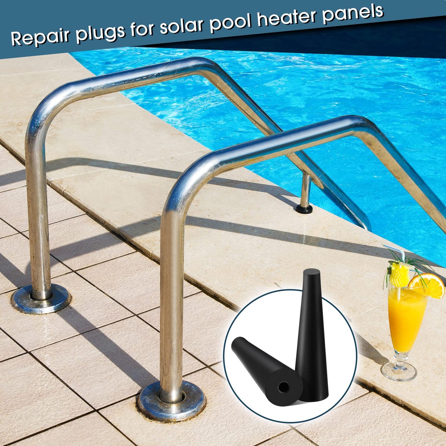 Riakrum 60 Pcs Pool Solar Panels,Repair Plugs Solar Pool Heater, Repair Kit Pools Solars Plugs for Solars Swimming Heater Panels, Black (0.25" Diameter)